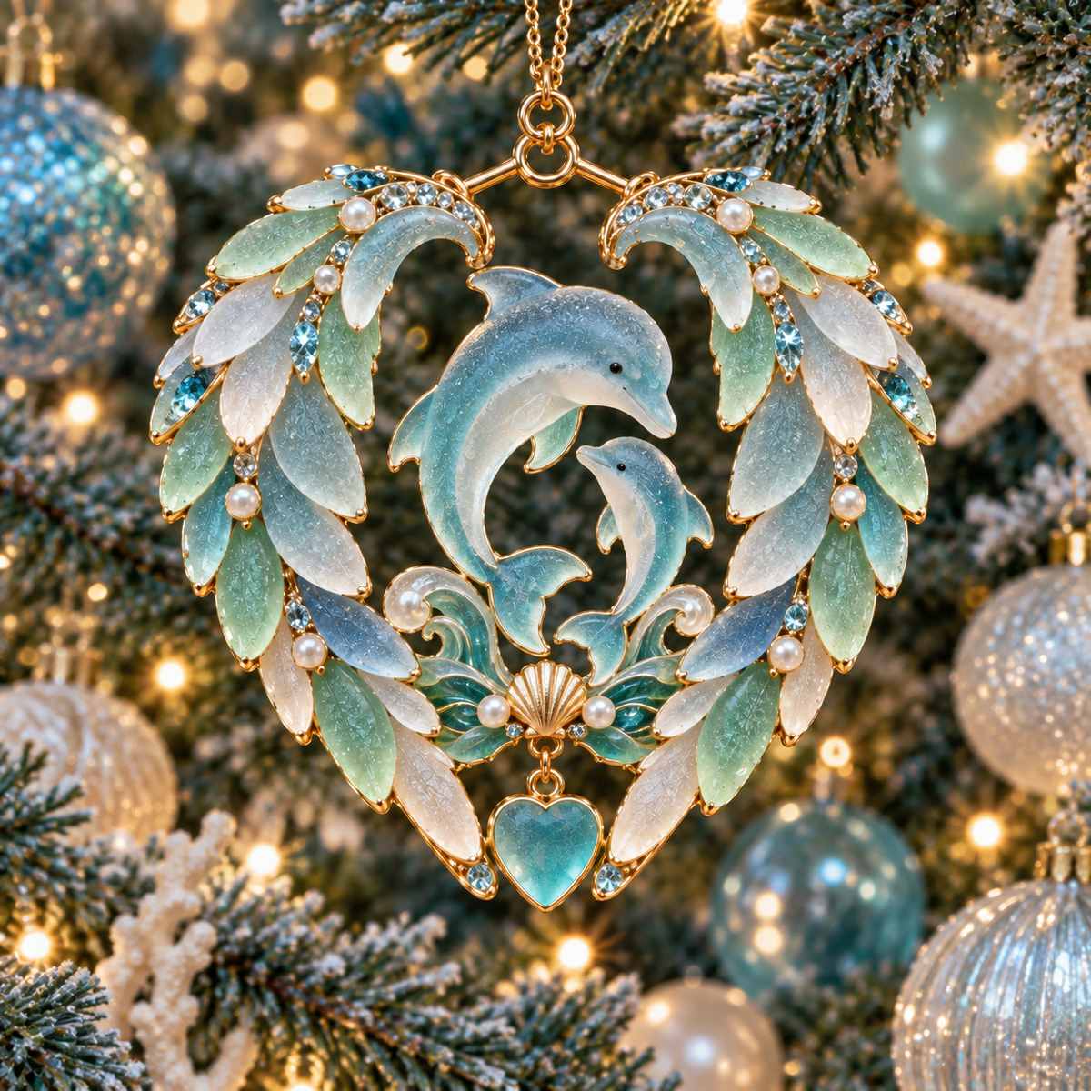 Ocean Animal Heart Christmas Ornament