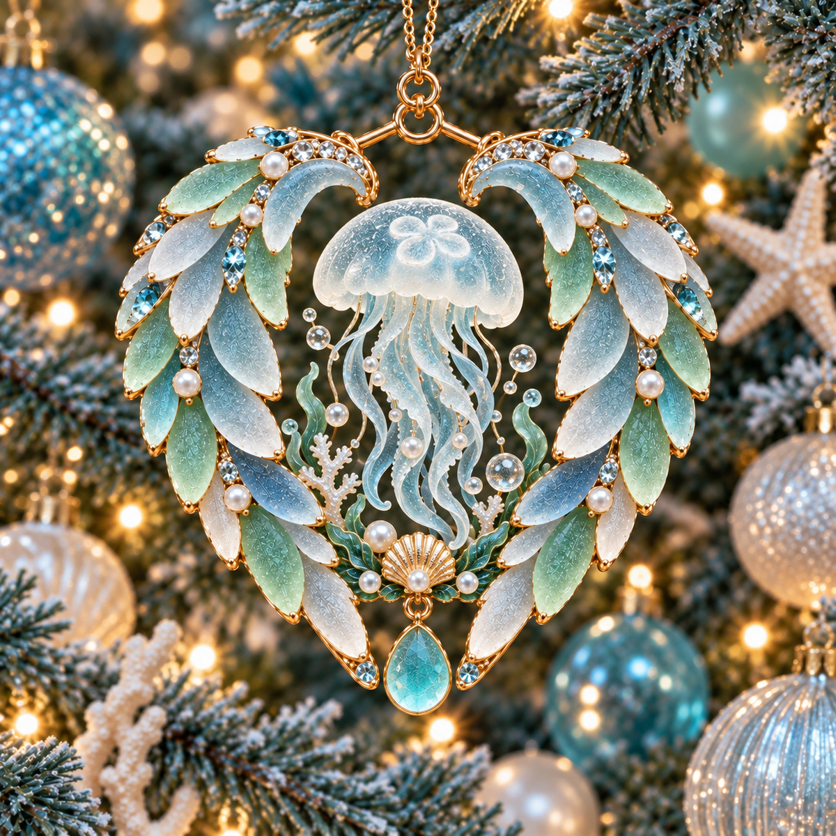 Ocean Animal Heart Christmas Ornament