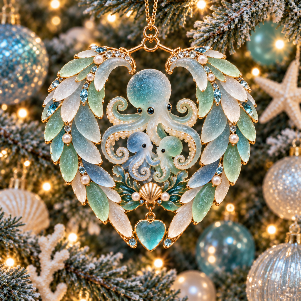 Ocean Animal Heart Christmas Ornament