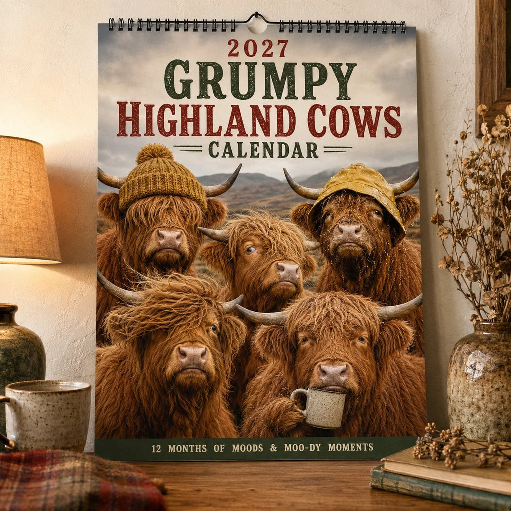 2027 Grumpy Highland Cows Wall Calendar