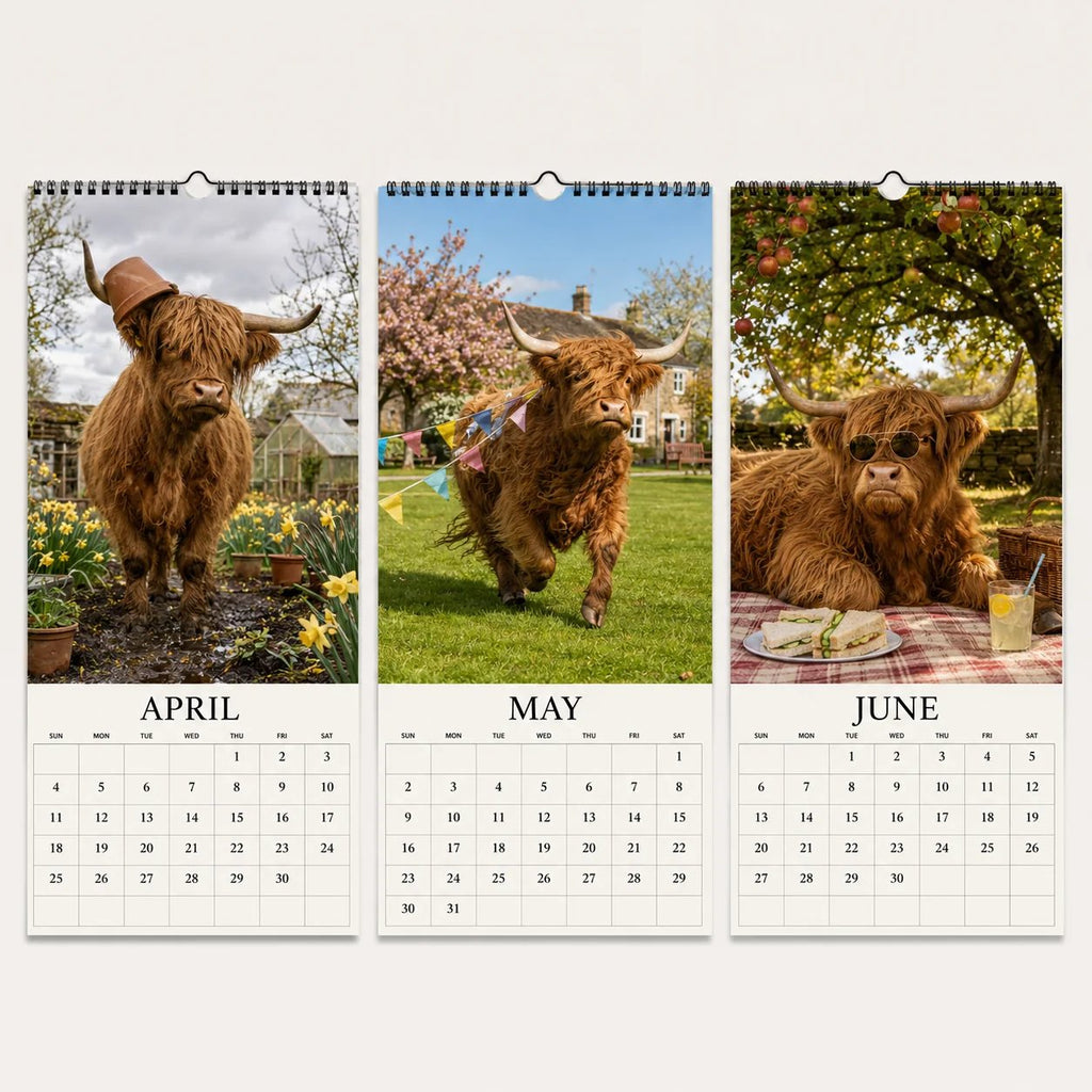 2027 Grumpy Highland Cows Wall Calendar