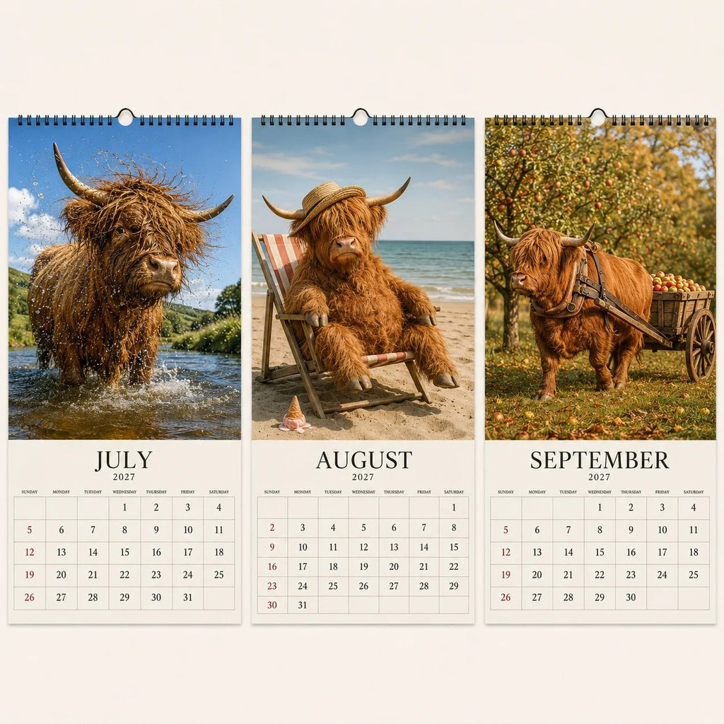 2027 Grumpy Highland Cows Wall Calendar