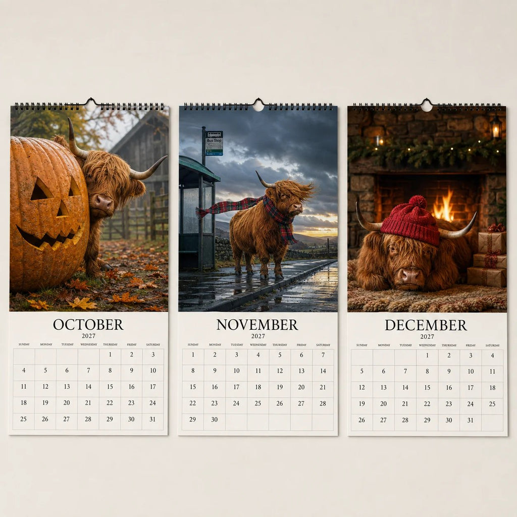 2027 Grumpy Highland Cows Wall Calendar