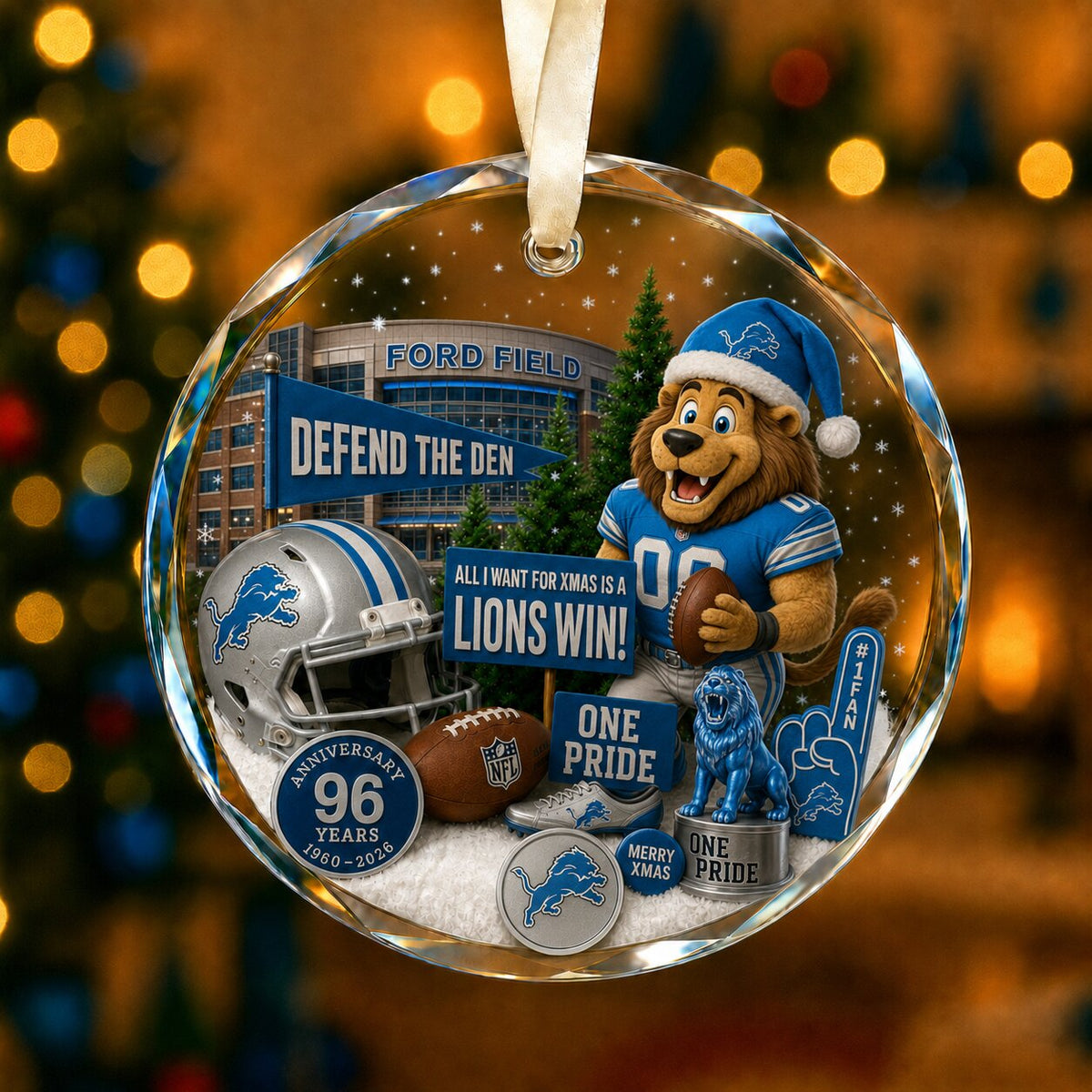 Football Team Acrylic Christmas Ornament