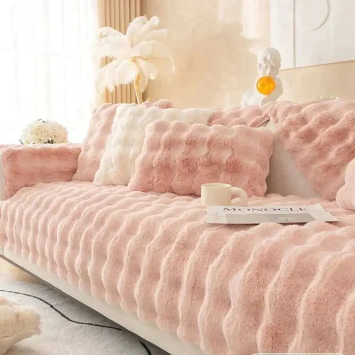 Sikunuo | Thick Rabbit Plush Sofa Cover