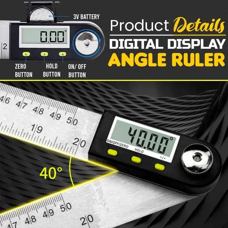 Sikunuo | Digital angle measuring device with ruler – precisely measure angles & lengths