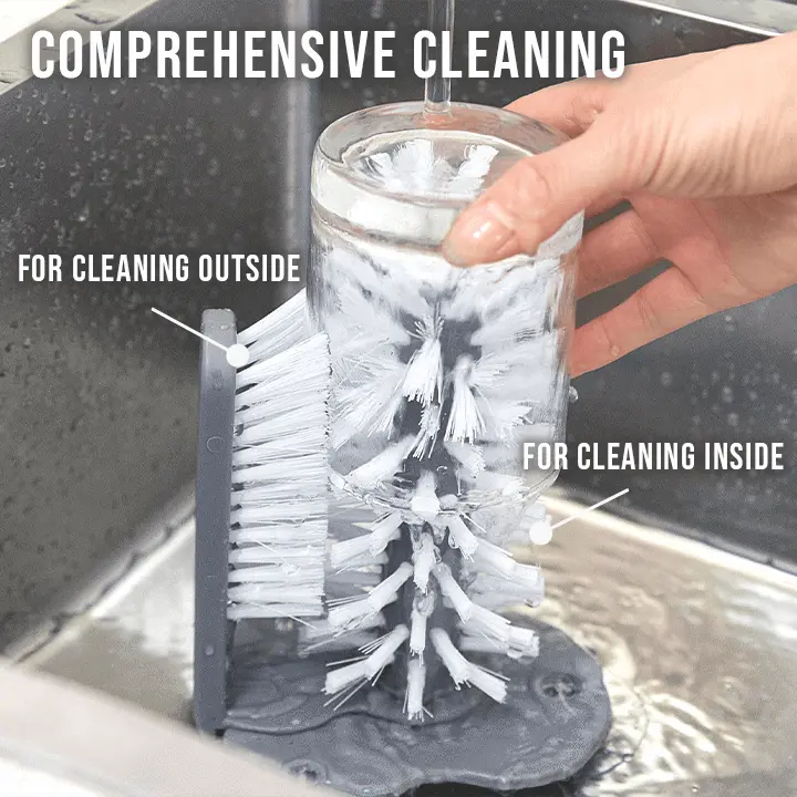 Sikunuo | Double-sided cup cleaning brush with suction cups for quick and easy rinsing