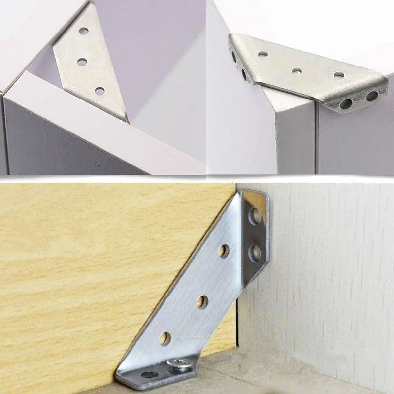 Sikunuo | Corner connector made of stainless steel – Rust-free trapezoidal brace angle for stability (10 pieces)