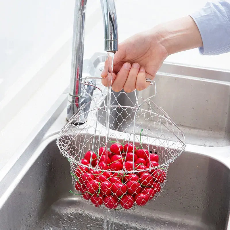 Sikunuo | Stainless Steel Cooking Basket with Handles – Easy Draining & Serving