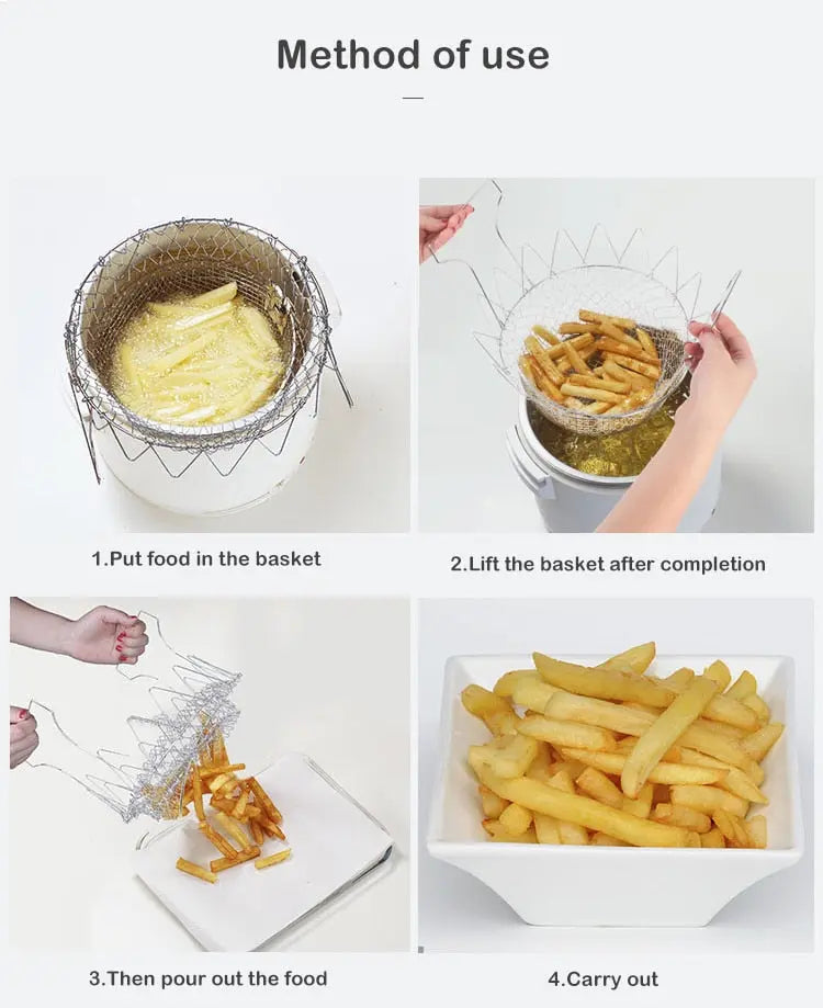 Sikunuo | Stainless Steel Cooking Basket with Handles – Easy Draining & Serving