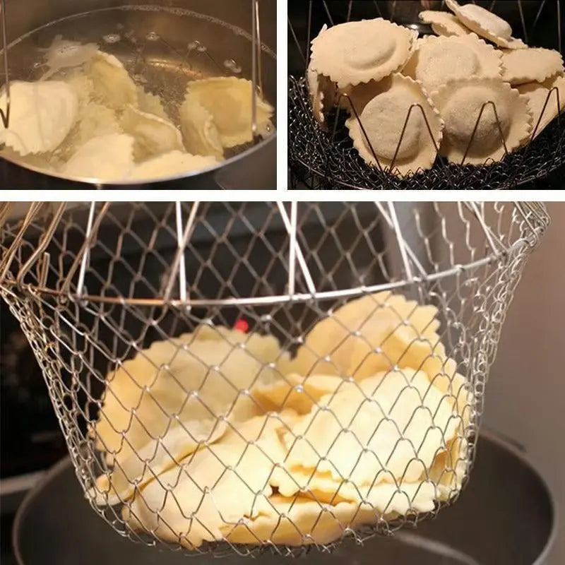 Sikunuo | Stainless Steel Cooking Basket with Handles – Easy Draining & Serving