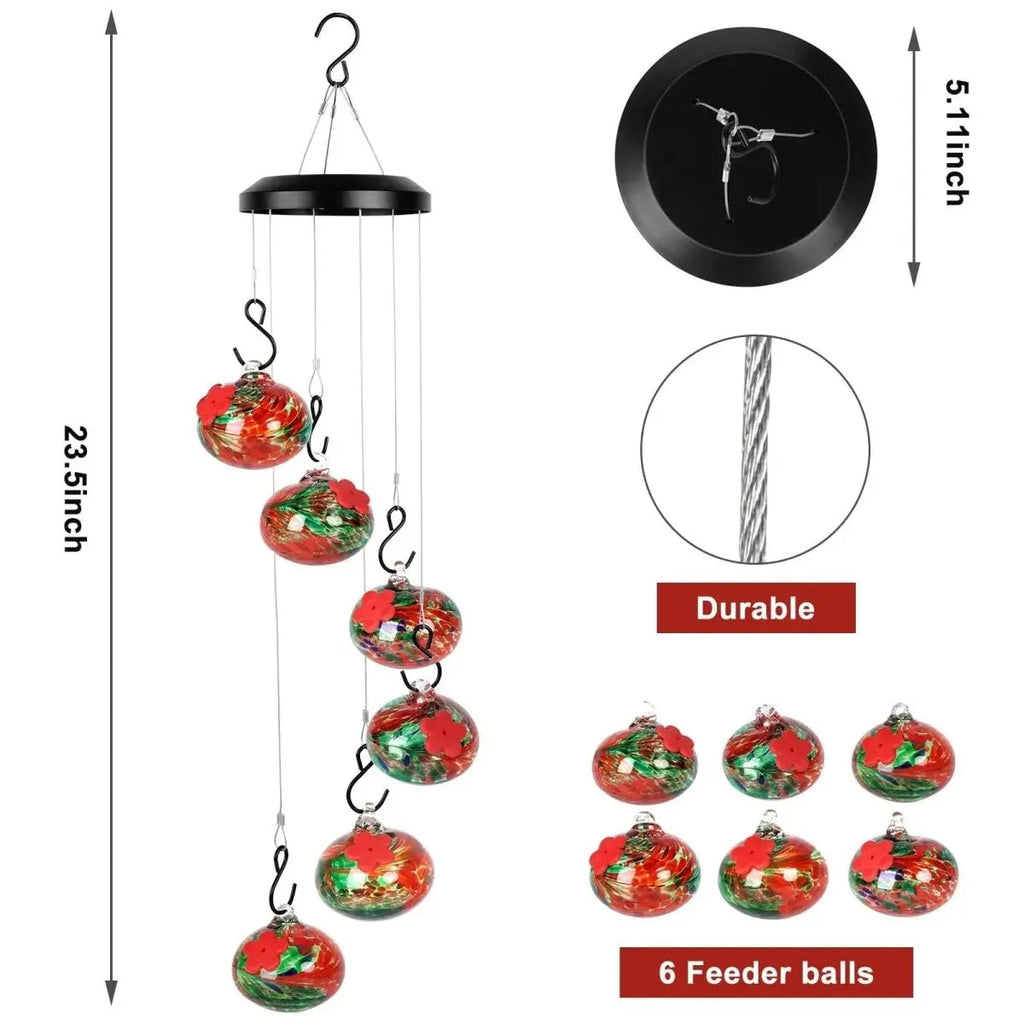 Sikunuo | Elegant Hummingbird Feeder Station with Wind Chimes – Effortlessly Attracts Birds