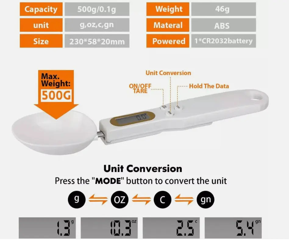 Sikunuo | Electronic Measuring Spoon with Precision Sensor and Tare Function