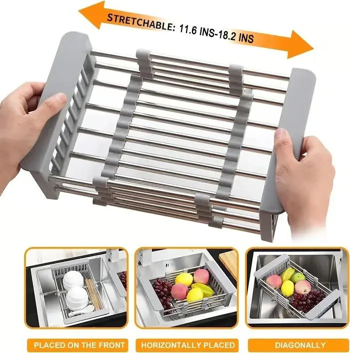 Sikunuo | Expandable Stainless Steel Draining Basket for Sinks