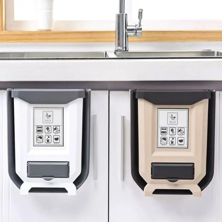Sikunuo | Foldable Kitchen Trash Can – Space-Saving for Cabinet Doors