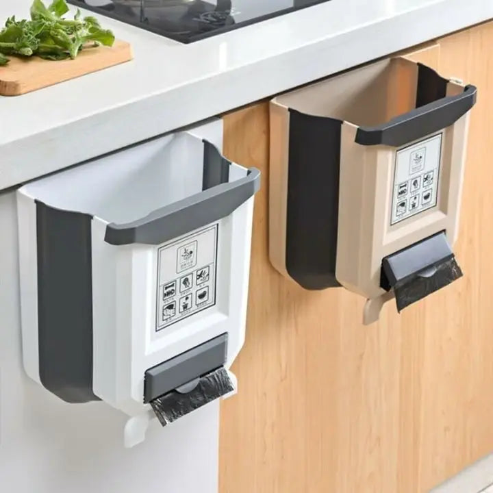 Sikunuo | Foldable Kitchen Trash Can – Space-Saving for Cabinet Doors