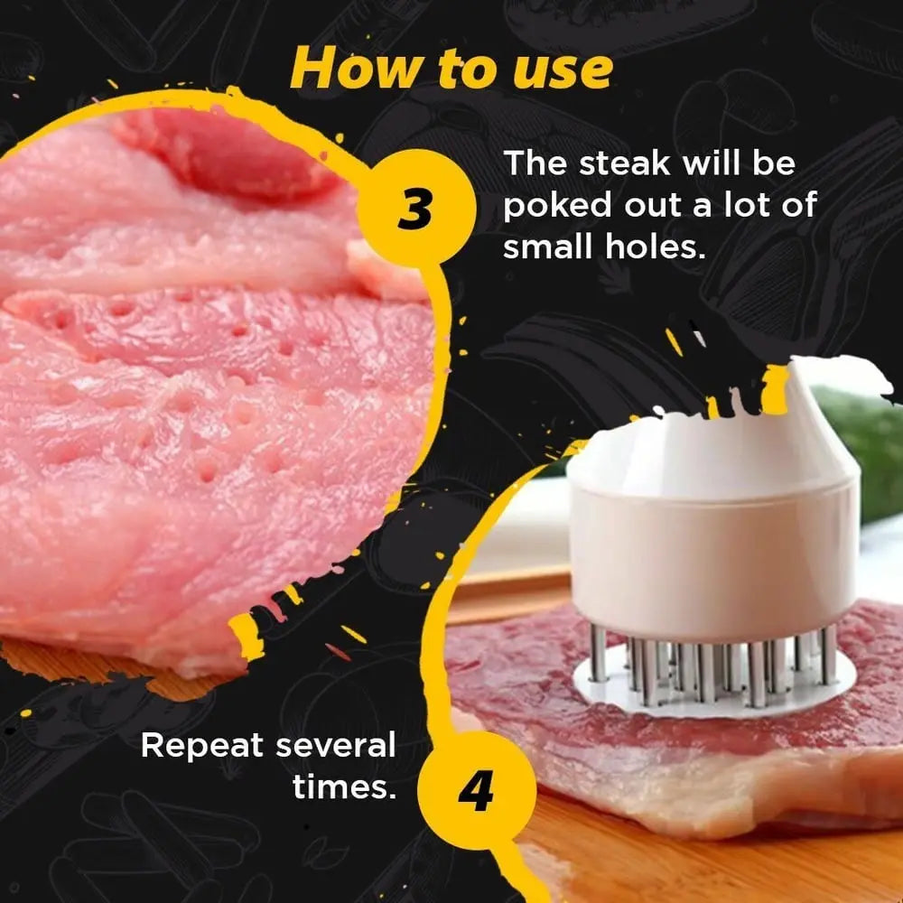 Sikunuo | Meat Tenderizer – Stainless Steel Needle Blades for more tender and faster cooked meat!