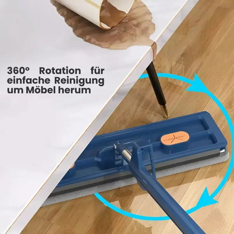 Flat Mop and Bucket Set with Hands-Free Drainage and 360-Degree Head