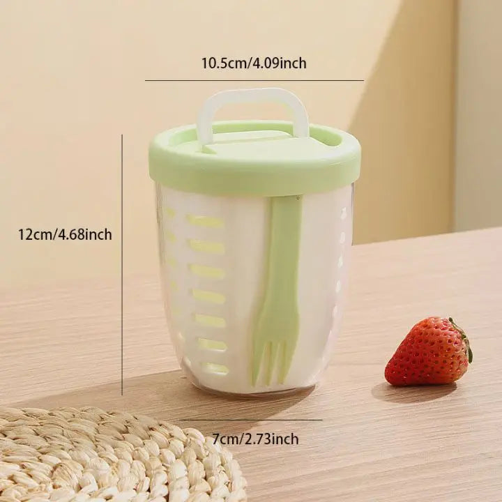Sikunuo | Fruit cup with sieve & fork – Leak-proof