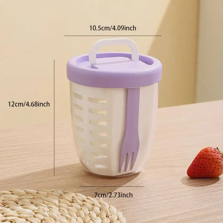 Sikunuo | Fruit cup with sieve & fork – Leak-proof
