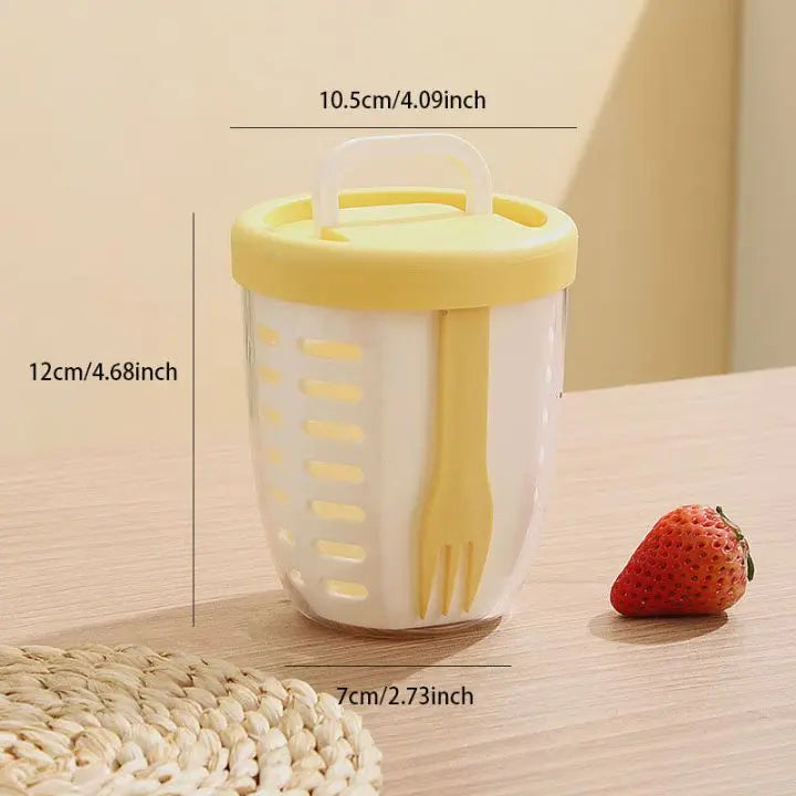 Sikunuo | Fruit cup with sieve & fork – Leak-proof