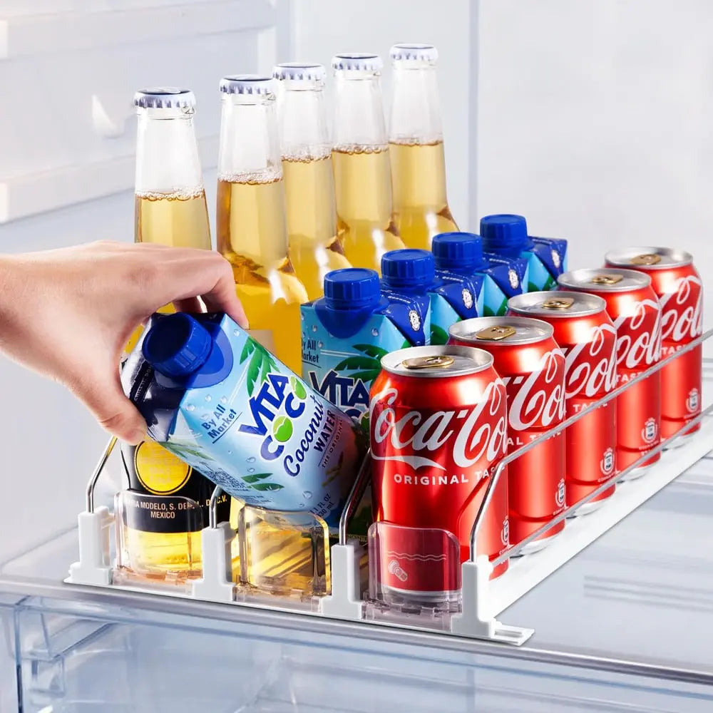 Sikunuo | Drink Organizer for Refrigerator – Adjustable with Automatic Feed