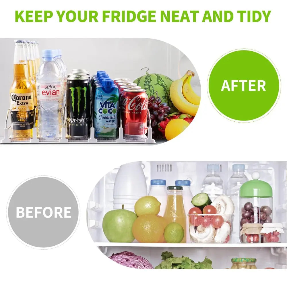 Sikunuo | Beverage Organizer with Ejection Mechanism – for Refrigerator & Pantry Shelf