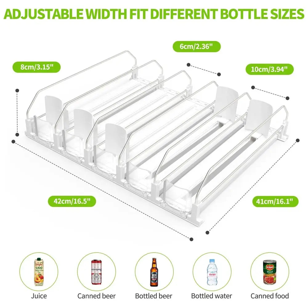 Sikunuo | Beverage Organizer with Ejection Mechanism – for Refrigerator & Pantry Shelf