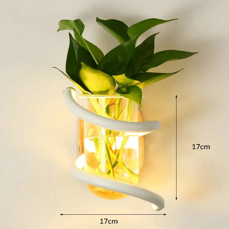 Sikunuo | Nordic Unique Wooden Outdoor Wall Vase Lamp