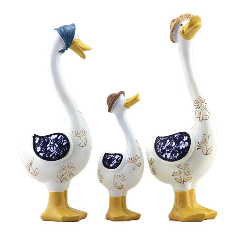 Sikunuo | 3Pcs Resin American Style Duck Table Decor