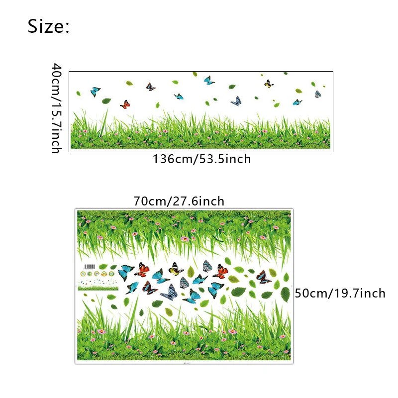 Sikunuo | Serene Springtime Butterfly Green Grass Wall Stickers