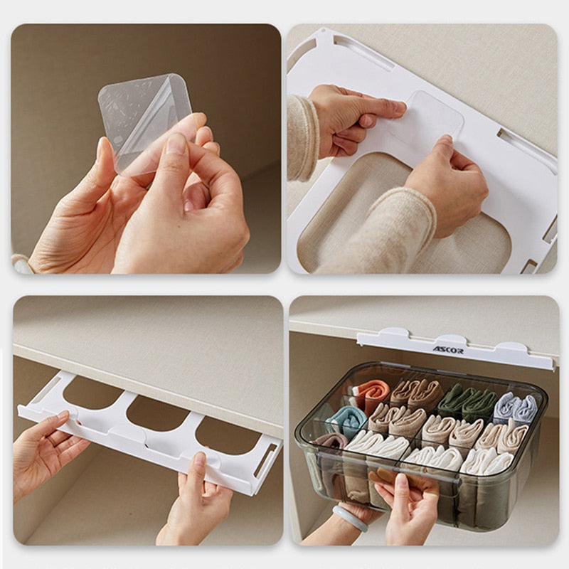 Sikunuo | Sock Sorter Under Desk Hidden Drawer