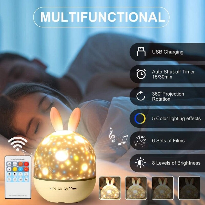 Sikunuo | LED Universe Stars Bunny Projector Night Light
