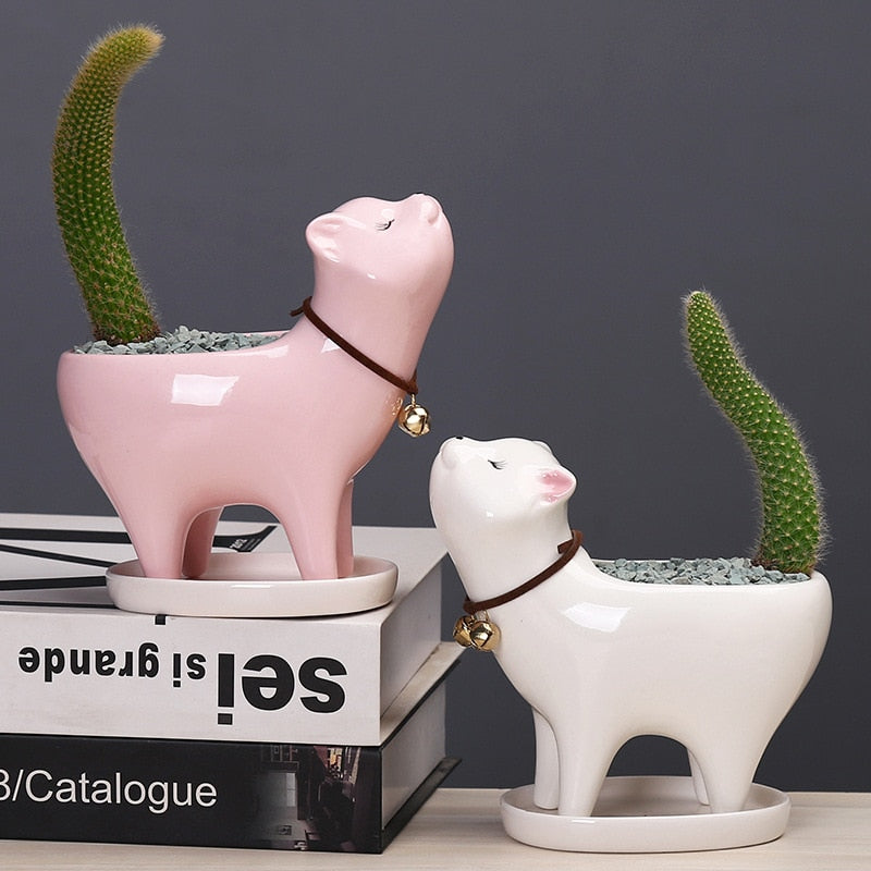 Sikunuo | Rising Cat Ceramic Flower Pot