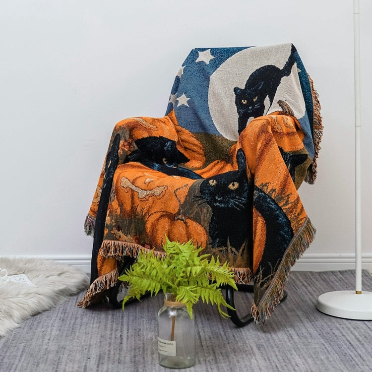 Sikunuo | Vintage Pumpkin Sofa Cover Blanket