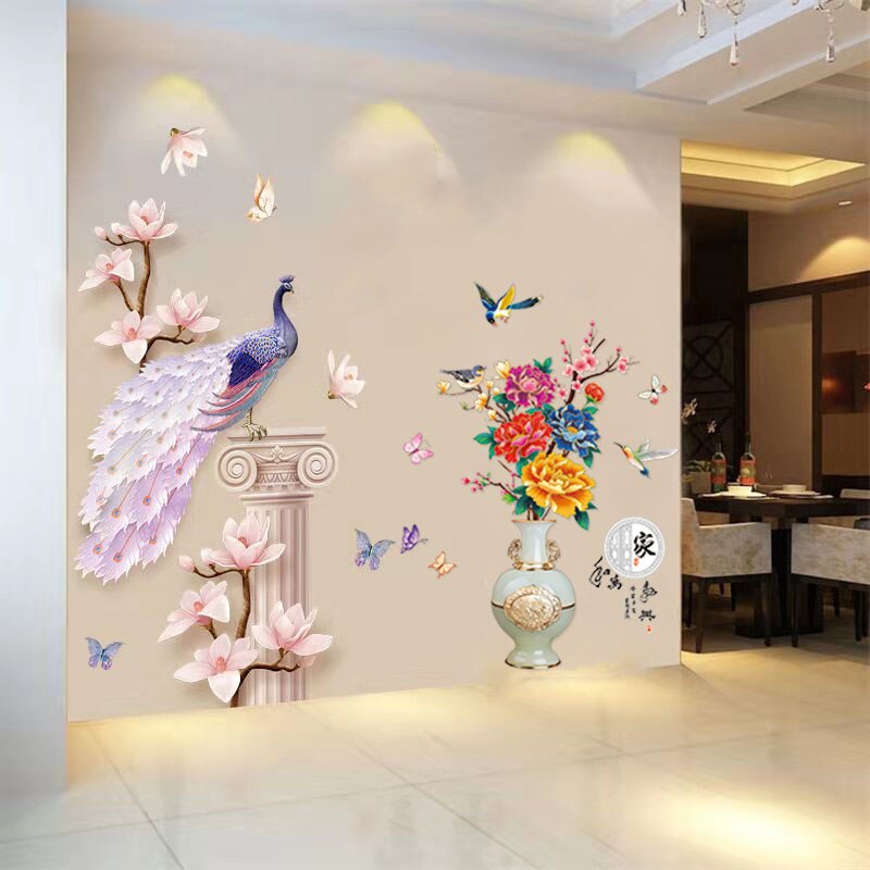 Sikunuo | 3D Peacock Flower Style Wall Sticker