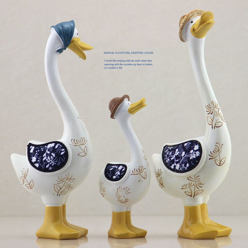 Sikunuo | 3Pcs Resin American Style Duck Table Decor
