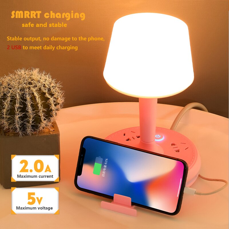 Sikunuo | Multi Power Strip Phone Holder Table Lamp