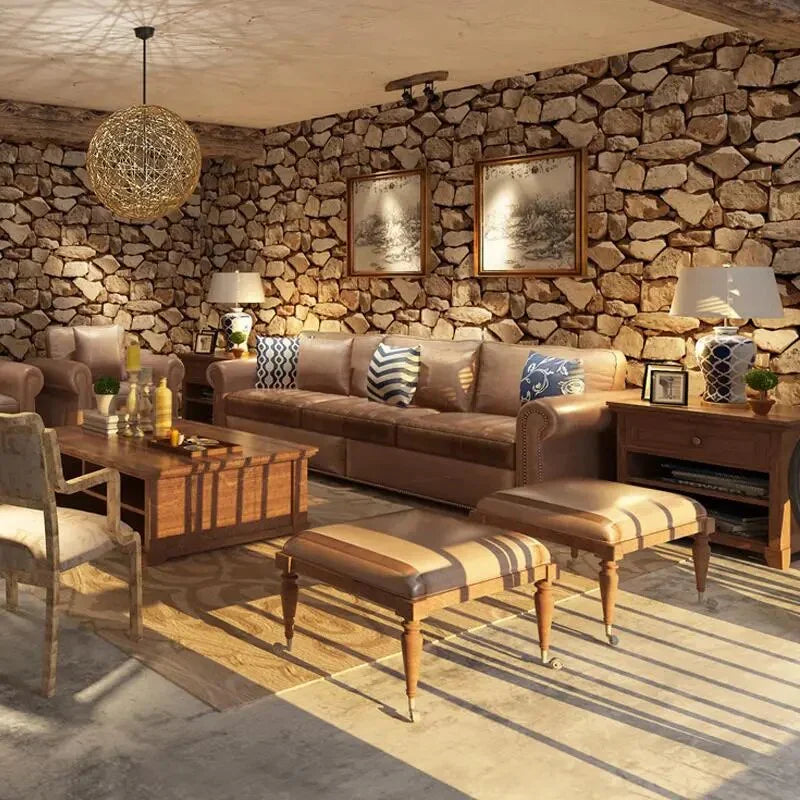 Sikunuo | 3D Stone Pattern Retro Wallpaper