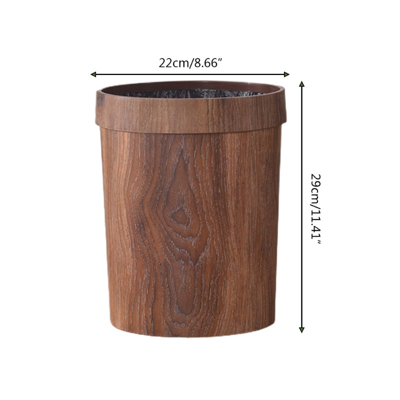 Sikunuo | Elegant Retro Wooden Grain Trash Can