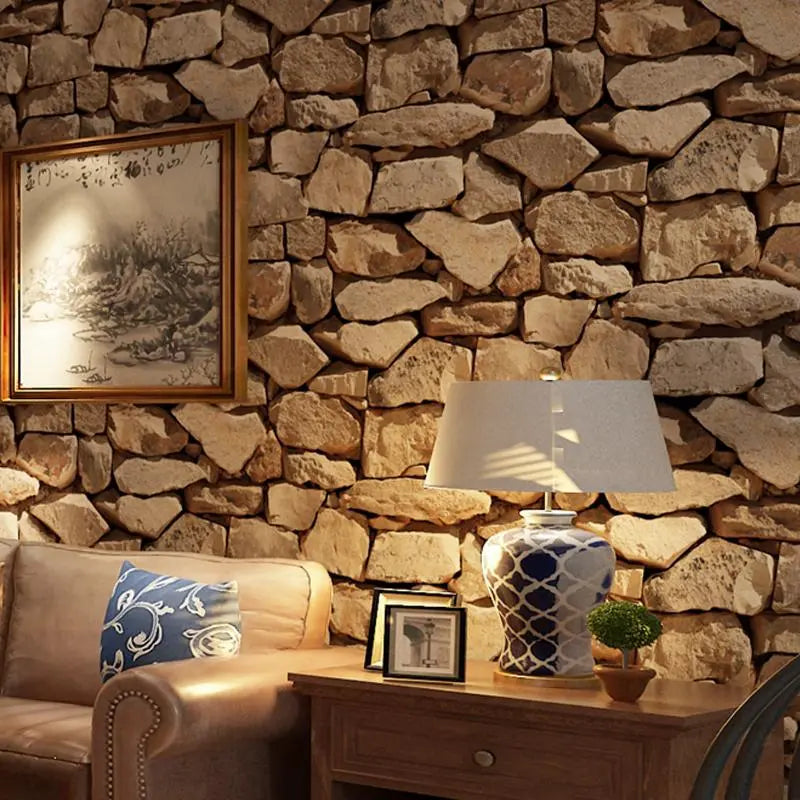 Sikunuo | 3D Stone Pattern Retro Wallpaper