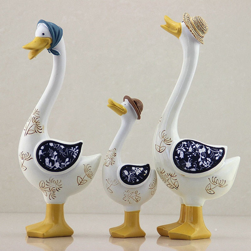 Sikunuo | 3Pcs Resin American Style Duck Table Decor