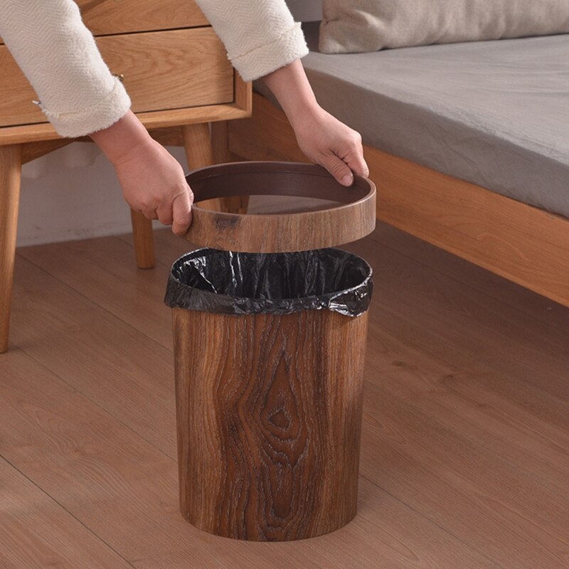 Sikunuo | Elegant Retro Wooden Grain Trash Can