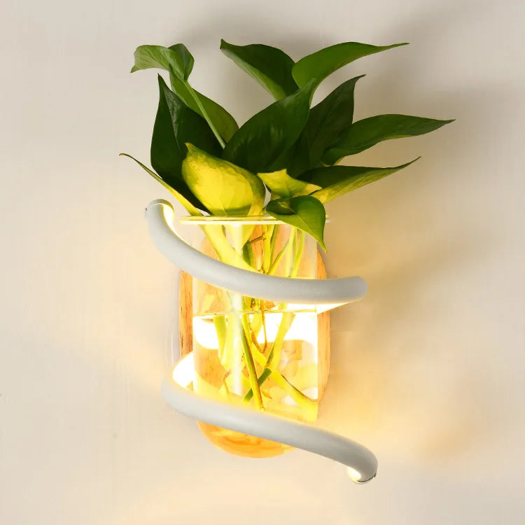 Sikunuo | Nordic Unique Wooden Outdoor Wall Vase Lamp