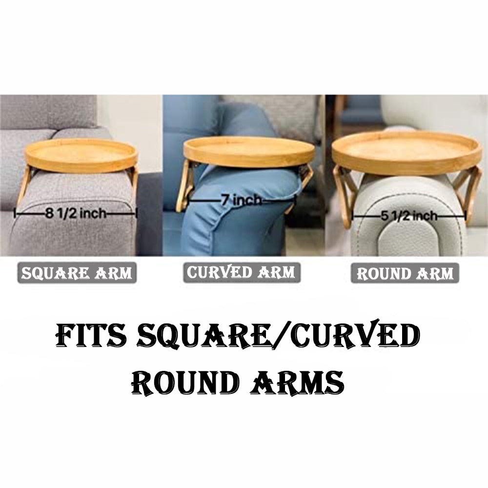 Sikunuo | Bamboo Sofa Armrest Clip-On Round Tray