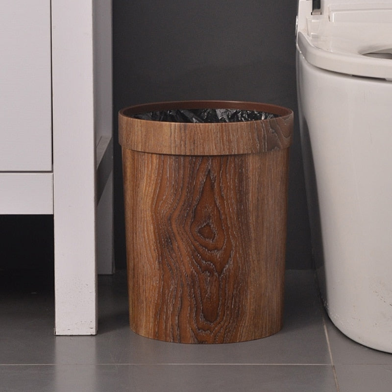 Sikunuo | Elegant Retro Wooden Grain Trash Can