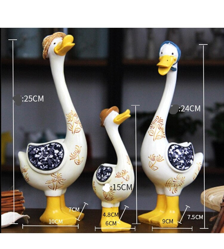 Sikunuo | 3Pcs Resin American Style Duck Table Decor