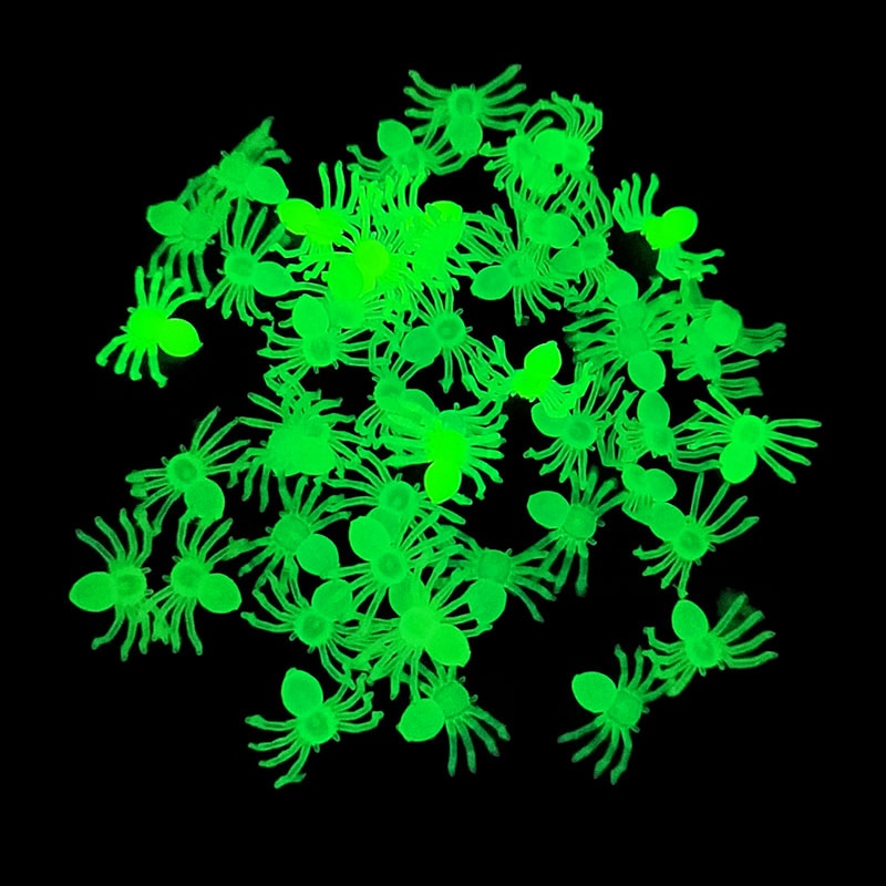 Sikunuo | 50Pcs Luminous Glowing Spiders Halloween Decoration