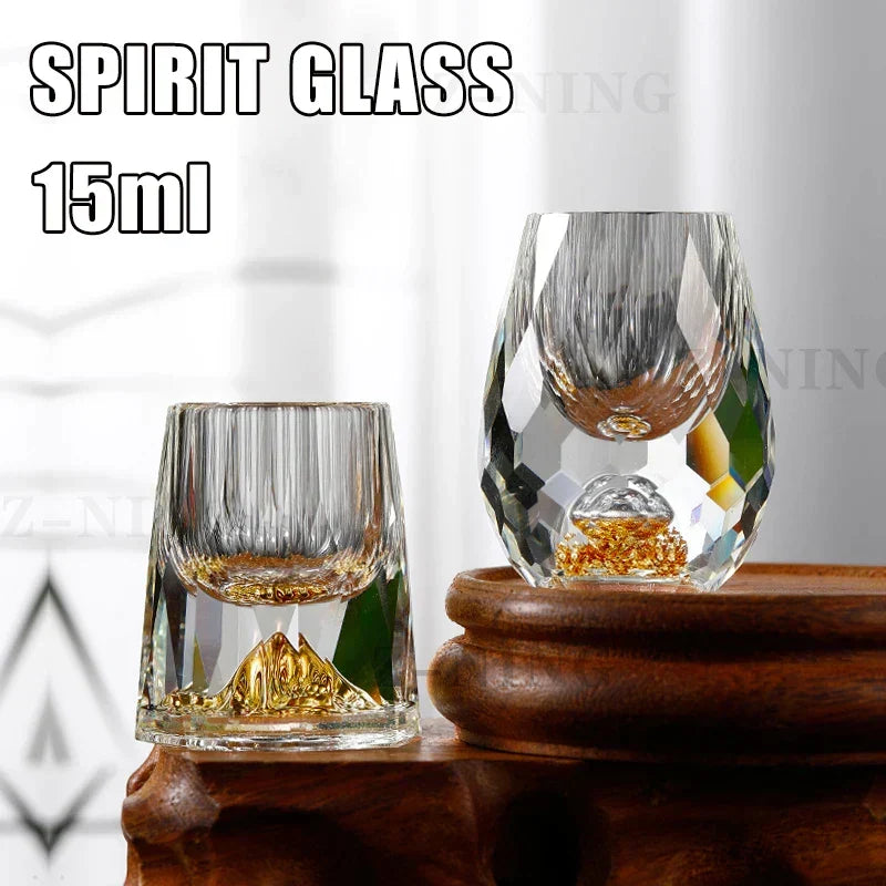 Sikunuo | Crystal Glass Whiskey Glasses Bar Liqueur Sphere Cups Sake and Shochu Double-Walled Thick Bottoms Small Capacity Tea Cups