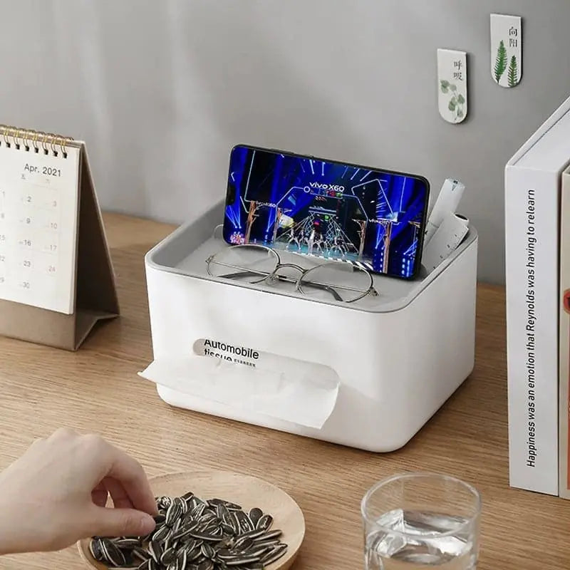 Sikunuo | Durable Multifunctional Tissue Box with Storage Compartments